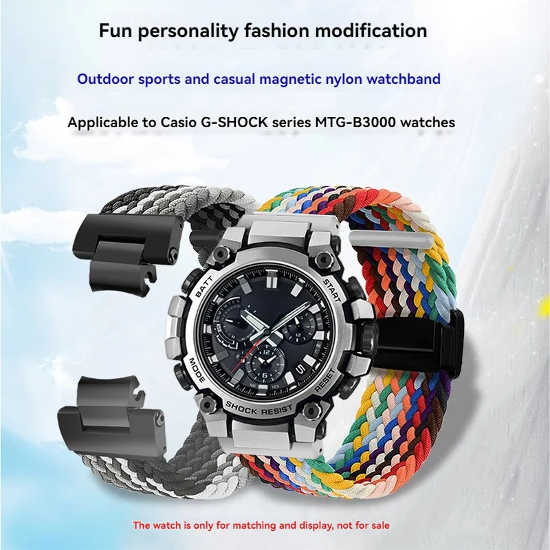 mtg-b3000 حزام الساعات المغناطيسي ل G-SHOCK 5672 كاسيو MTG-B3000 BD-1A2 تعديل المنسوجة حزام ساعة اليد النايلون اكسسوارات الرجال سوار