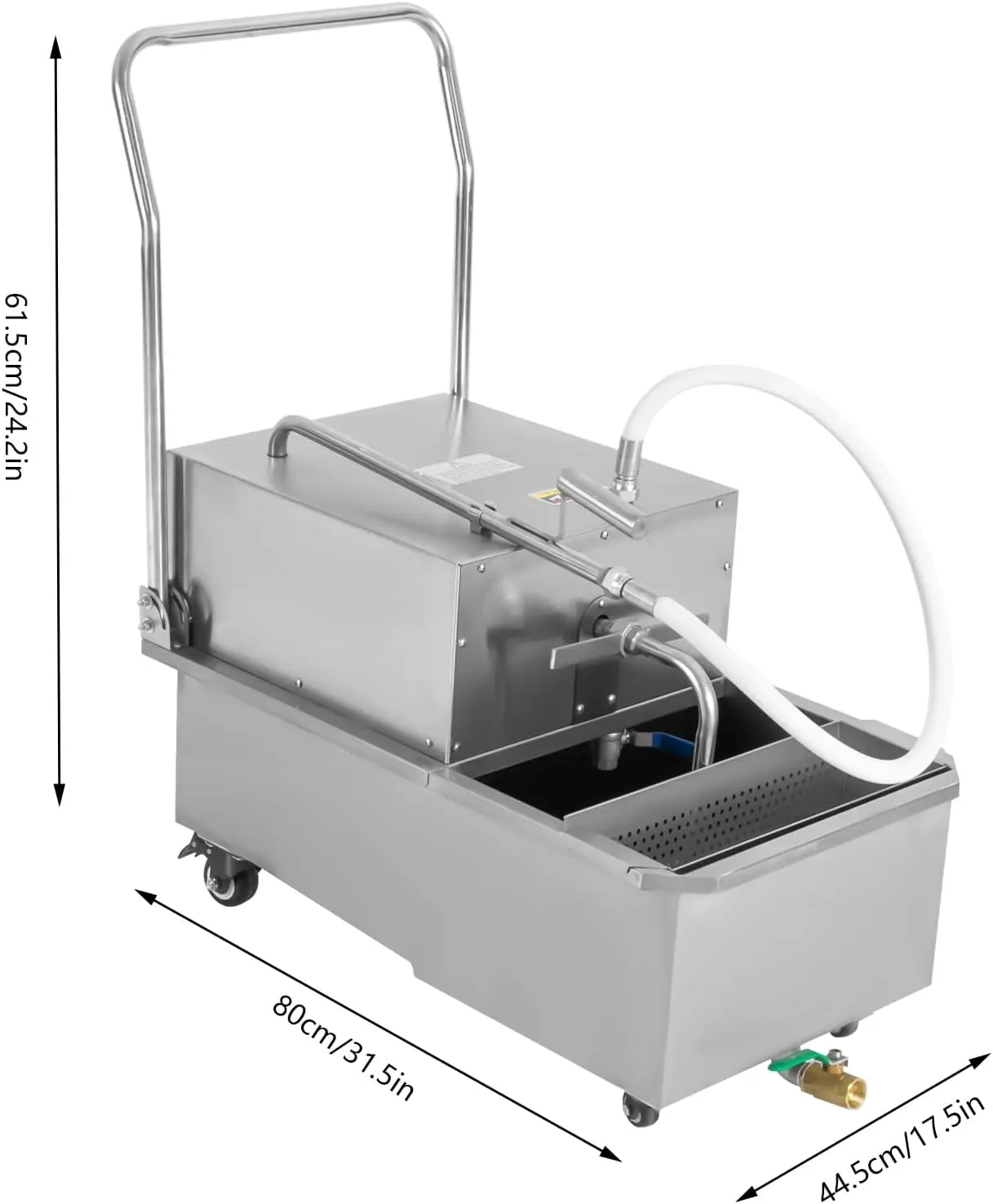 Mobile Fryer Lyc-55, 55L/14.5Gal 550W Frying  Cart, 20Um Density Oil Filtration System Cart, 32L/Min(8.45Gal/Min)