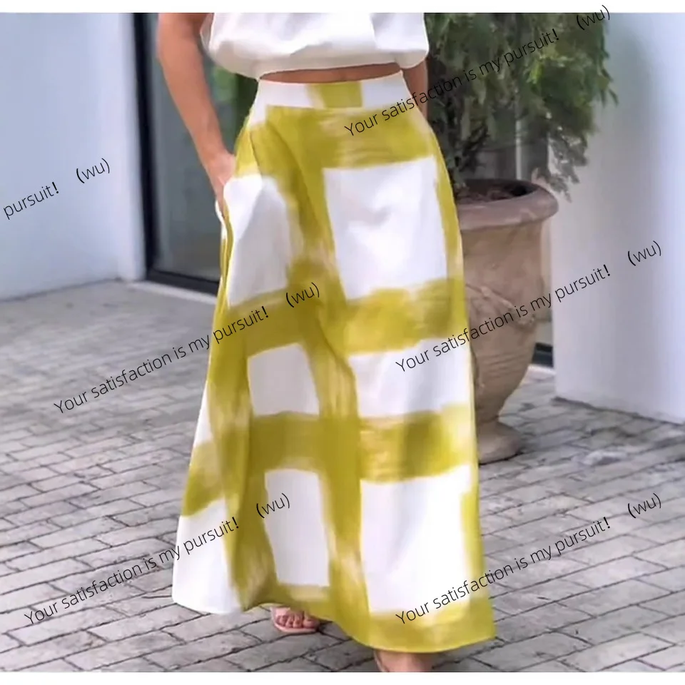 

European and American summer women's clothing temperament plaid printing half-length skirt A-shaped skirt