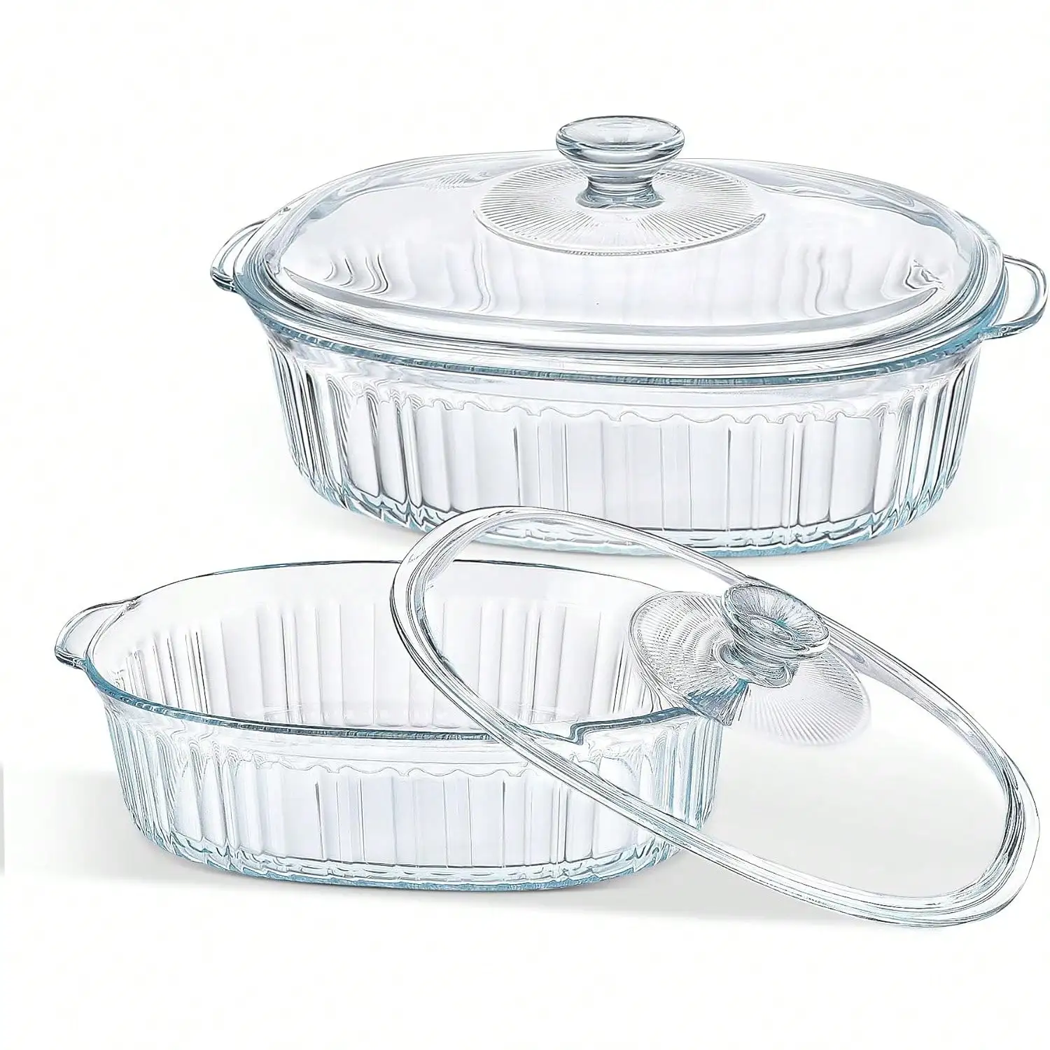 

LOVEWE 1.9QT Borosilicate Glass Casserole Dish with Lid Sturdy Handles for Oven Microwave Christmas Dinner