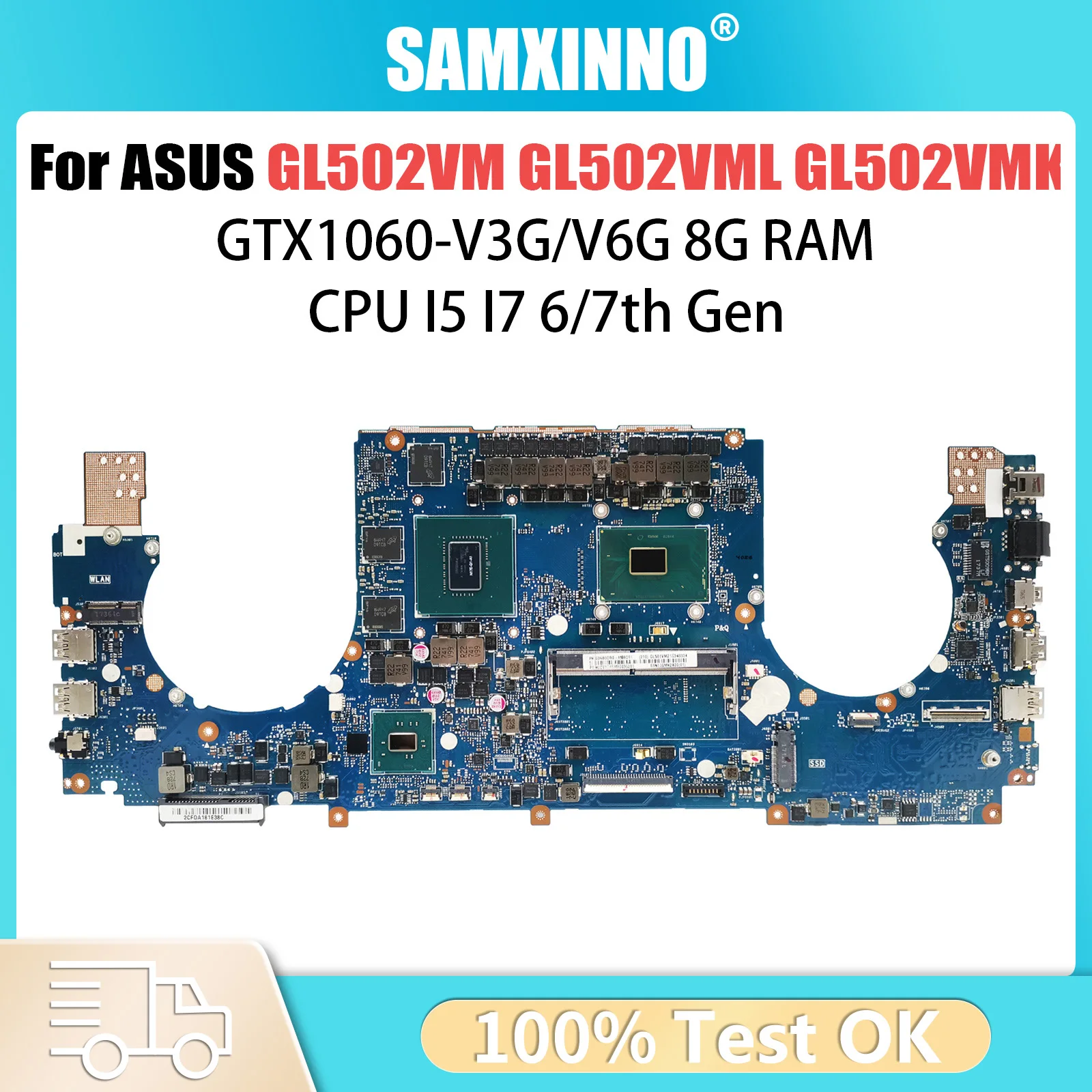 Mainboard For ASUS GL502VM GL502VML GL502VMK GL502VMZ GL502V FX502VM S5VM Laptop Motherboard I5 I7 CPU 8G RAM GTX1060 V3G V6G