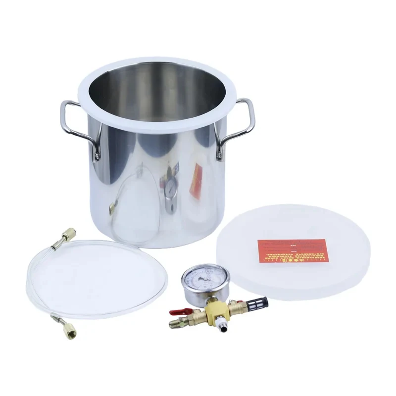 20CM Vacuum Defoaming Stainless Steel Vacuum Chamber Glue Maker Epoxy Resin Silica Gel 6L High Air Tightness Max Negative Pressu