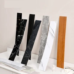 PVC Waterproof Waist Line Wood Marble Grain Self Adhesive Skirting Line Decal Wallpaper Home Decor Wall Border Baseboard Sticker