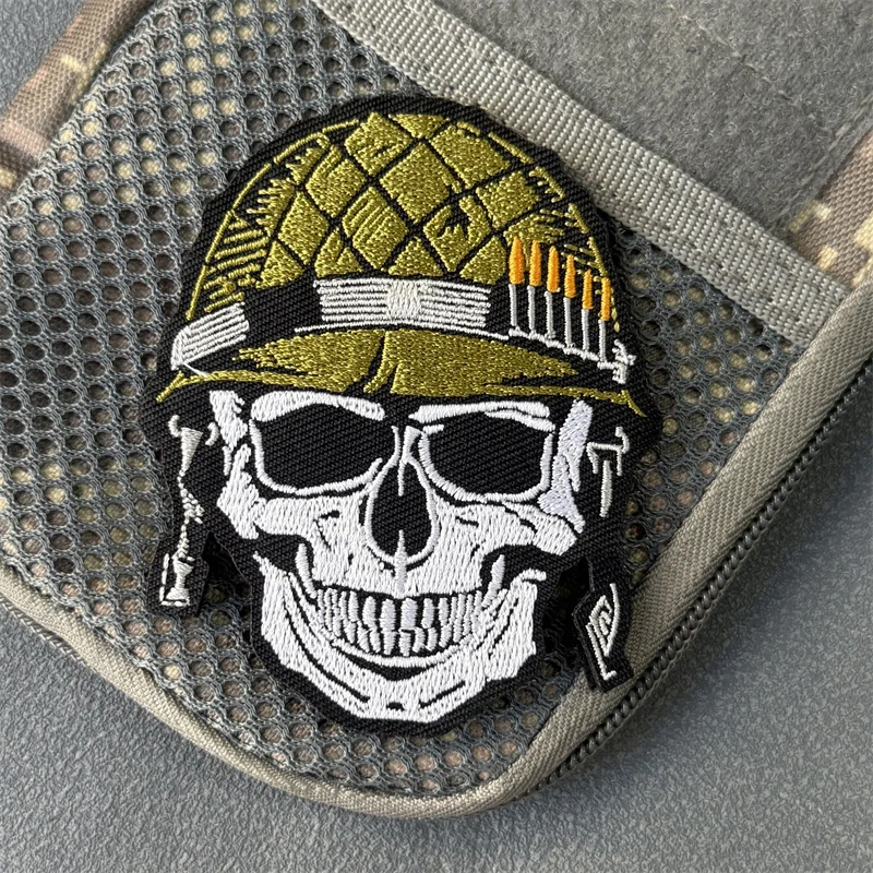 Parche táctico calavera soldado con gancho y bucle, insignia moral - imagen 3