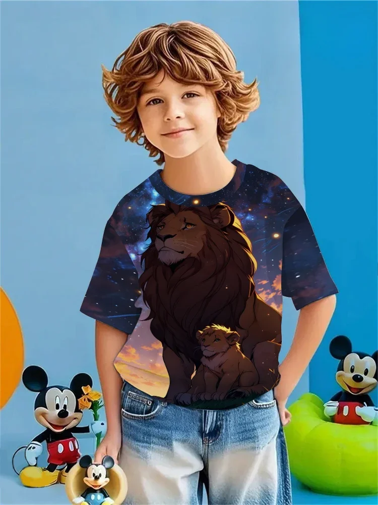 

Модная 3D футболка «Король Лев» для детей-подростков, мальчиков и девочек, хлопковая футболка с мультяшным принтом, новая летняя модная бестселлерная мода