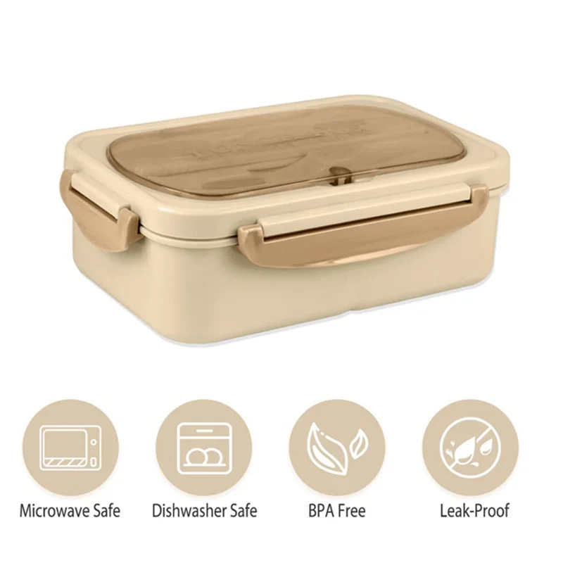 【Flash-Deal!】Lunch Box With Tableware For Office Workers Square Divided Microwave Oven Bento Box Leakproof Container For Picnic
