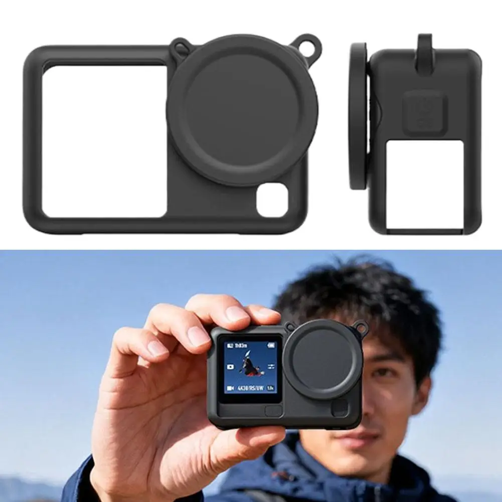 ل Dji Action6 غطاء من السيليكون غطاء حماية ناعم غطاء الجسم مع غطاء العدسة ملحقات حماية مطاط السيليكون #3