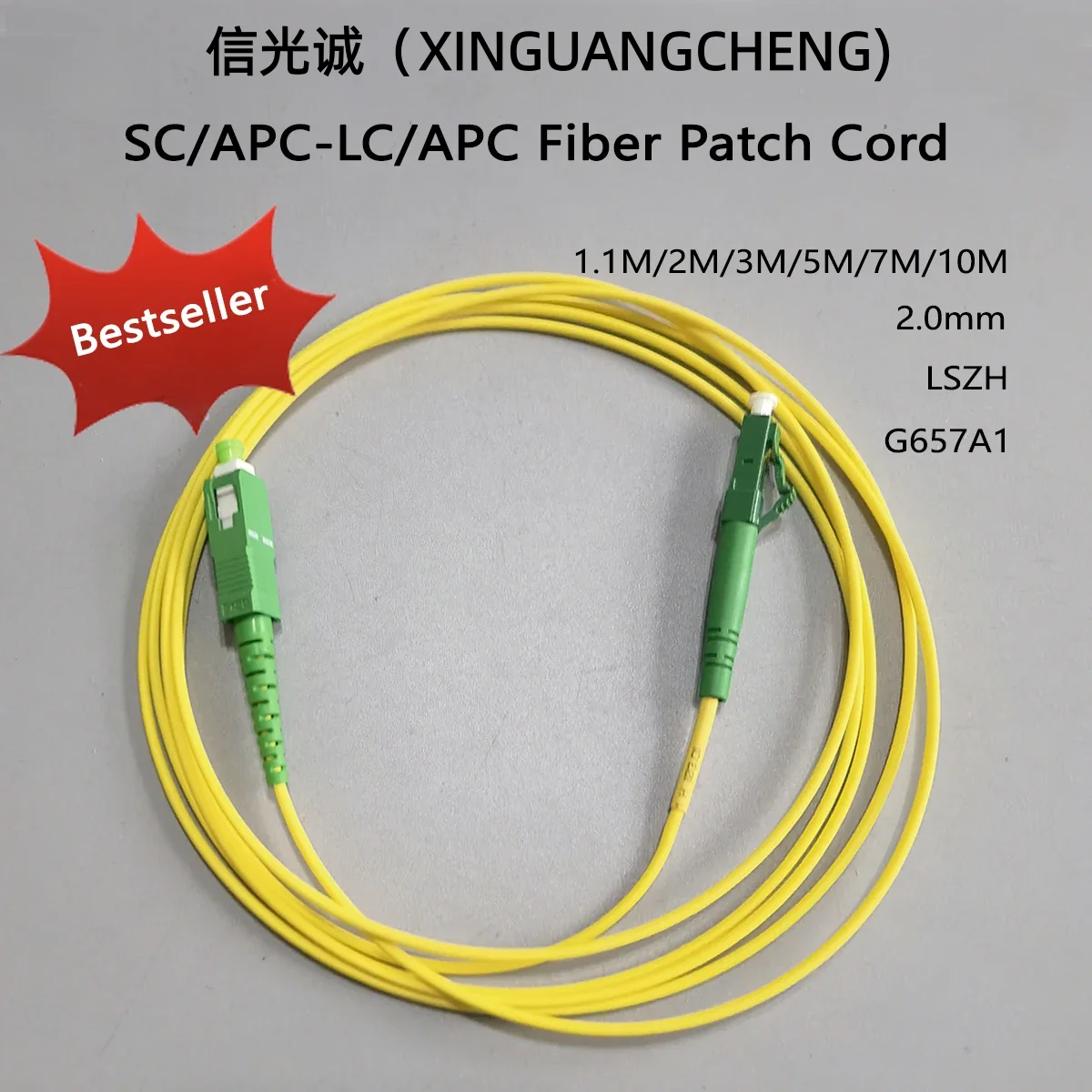 

Cable Fibre Optique SC/APC To LC/APC 2.0mm LSZH G657A1 Fiber Optic Wire1.1M/2M/3M/5M/7M/10M Single Core Converter Patch Cord