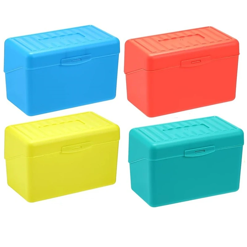 

NEW-Index Card Holder Box 3X5in, Flash Note Card Holder Box Organizer Case, 3X5 Index Card Storage File Box, 4 Colors Pack