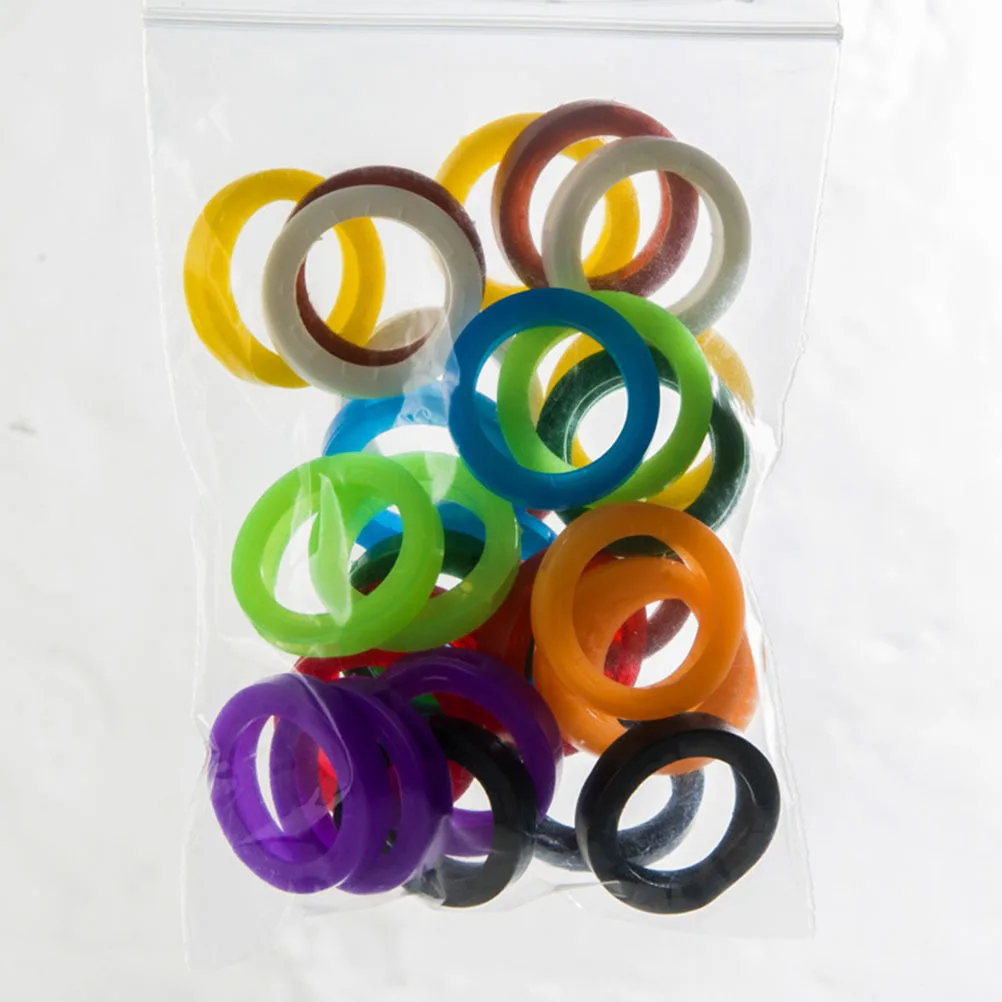 

32Pcs Bright Silicone Key Sleeve Elastic Caps Multicolor Coding Rings for Key Identification and Color Separation