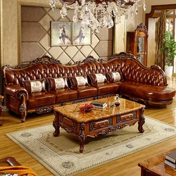 Wood Brown European Sofas Waterproof Armrest Luxury Floor Lounges Couch Puffs Nordic Designer Canape Salon Furniture Home