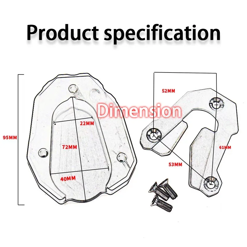 New 2023 For Tiger 1200 TIGER 1200 GT PRO Motorcycle Kickstand Extender Foot Side Stand Extension Pad Anti-skid Enlarged Base