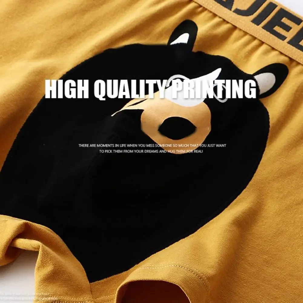 Ropa interior de gran tamaño con estampado de dibujos animados para hombre, calzoncillos de algodón suave, bragas elásticas, traje de baño transpirable, lencería informal