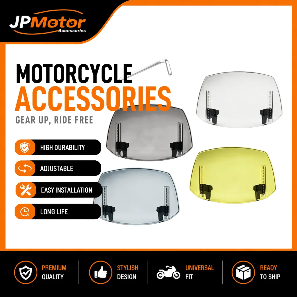 Universal Motorcycle Windshield Extender, Adjustable Clip-on Deflector Windscreen 4 Colors Available