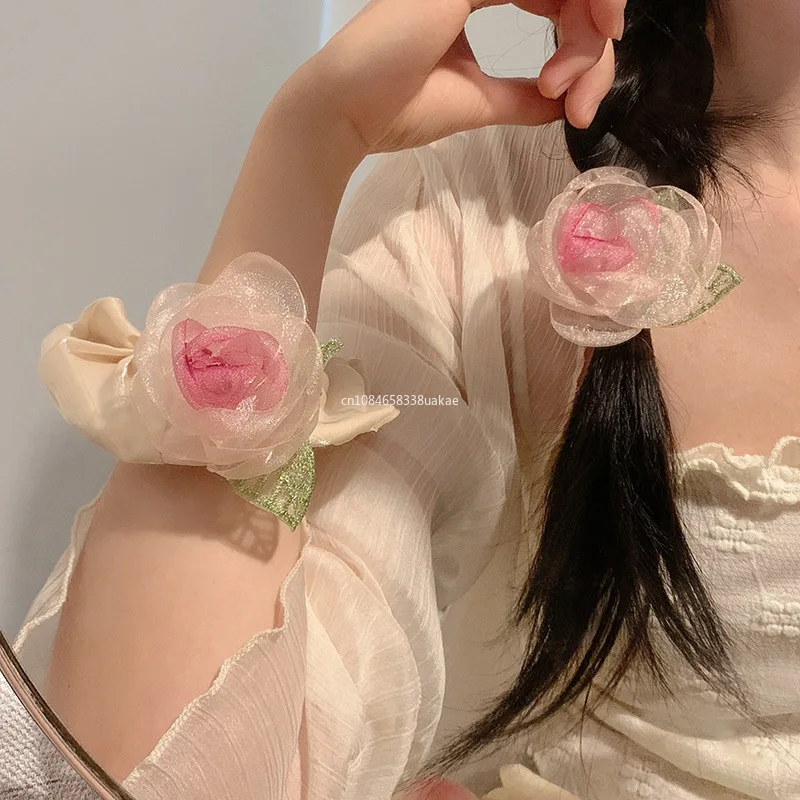 Elegantes gomas para el pelo con forma de rosa para mujer, horquilla con forma de rosa seca para personas mayores, pinzas para el pelo con flequillo, horquilla para la cabeza