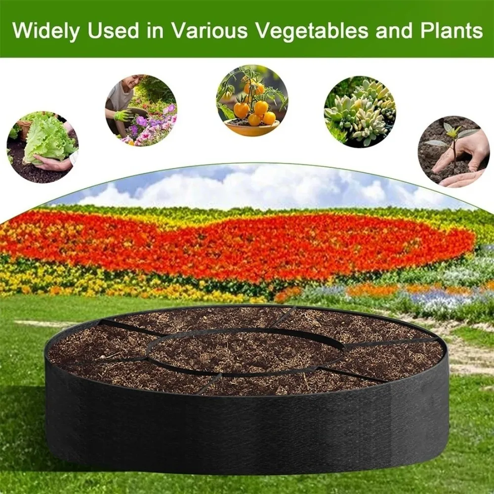 

7 Grid Plant Grow Bag Felt Nonwoven Breathable Fabric Garden Planting Bed Round Planting Container