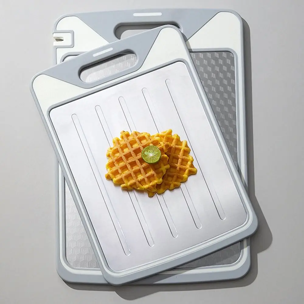 Double Sided Chopping Board Stainless Steel Multifunctional Cutting Board with Sharpener Anti-Slip Chopping Block