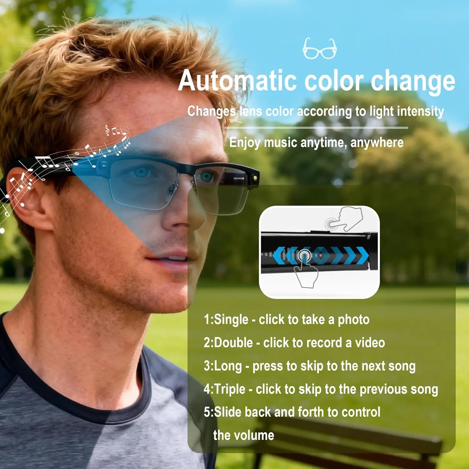 2026년 신형 AI 스마트 안경 800W HD 카메라 안경 사진 인식 비디오 녹화 번역 통화 방수 선글라스 남녀 공용