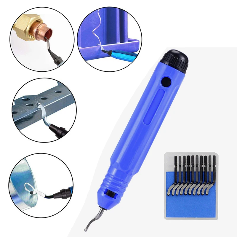 Burr Cutter Trimming Knife Scraper Deburring Tool NB1100 Router Bit Rotary Debur with 10 PCS Blades Remover For Wood Plastic