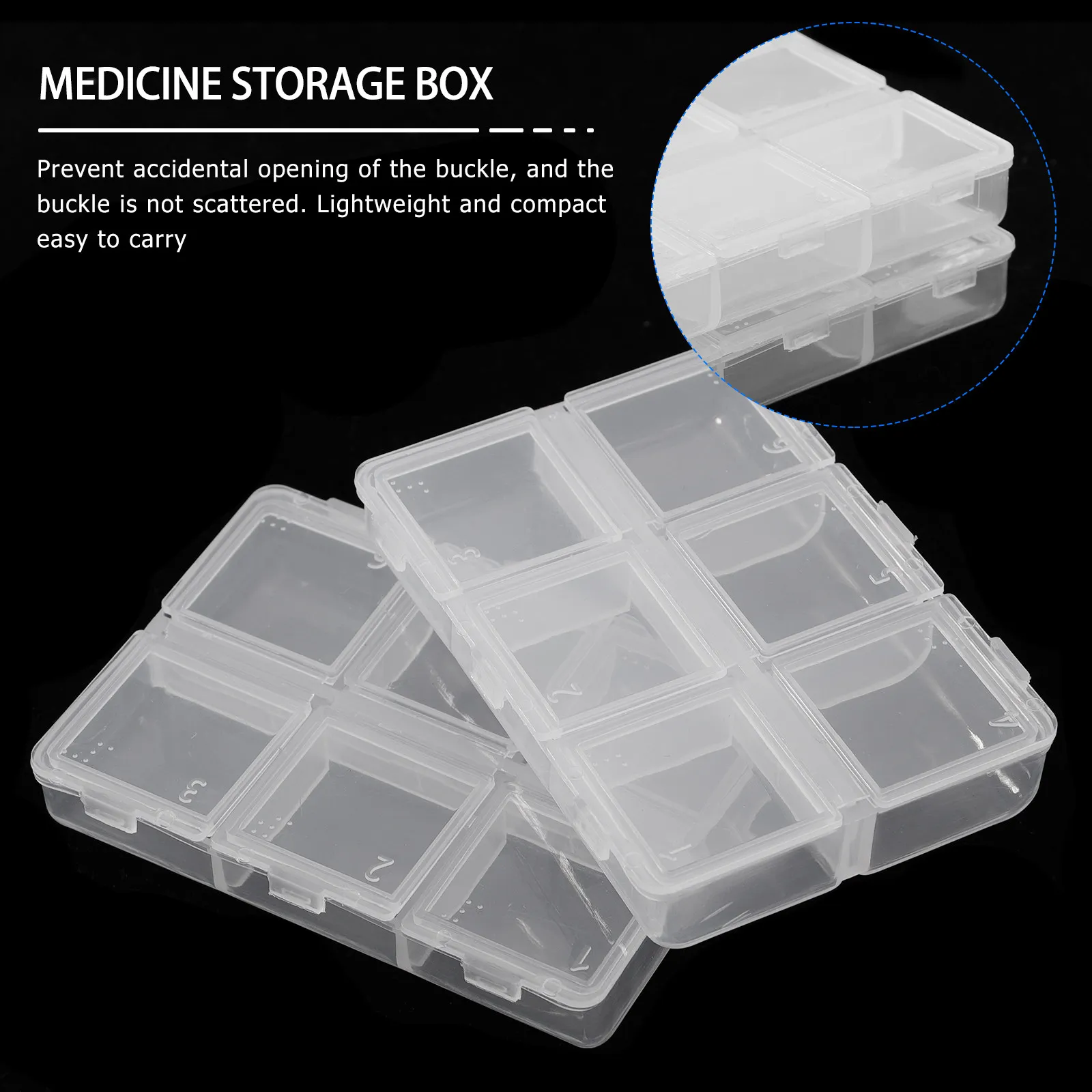 6Pcs 6-Cell Pill Containers Small Medicine Boxes with Braille for Blind Users Impact Resistant Cosmetics Gum Sundry Storage