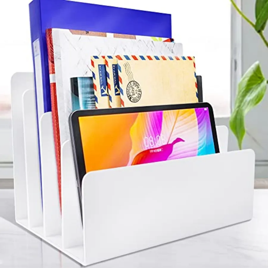 

Настольный органайзер для файлов из акрила, 4 секции, белый, для офисных принадлежностей