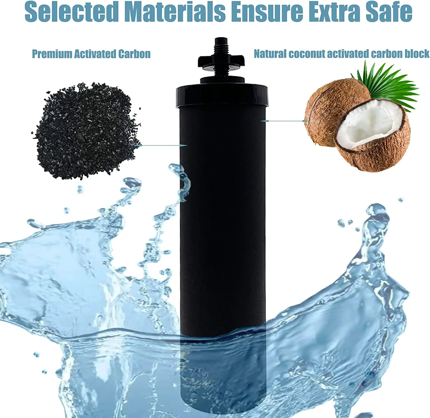 Replacement 2 Black BB9-2 and 2 Fluoride Water Filter PF-2 Compatible with Gravity Water Filtering System Purification Element