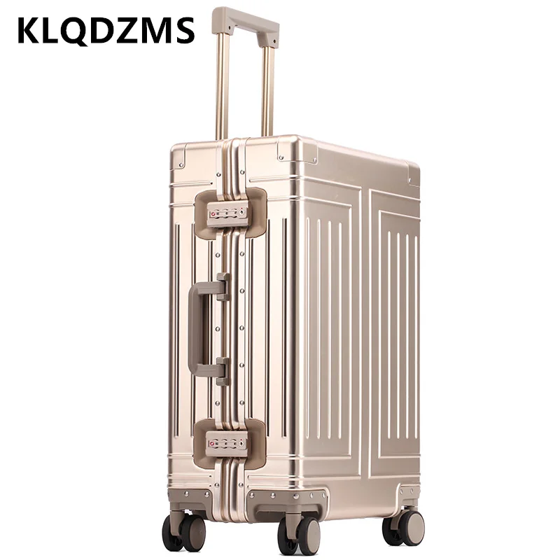 KLQDZMS 20\'\'24\'\'26\'\'29 Inch The New Suitcase All Aluminum Magnesium Alloy Trolley Case Boarding Box with Wheels Rolling Luggage