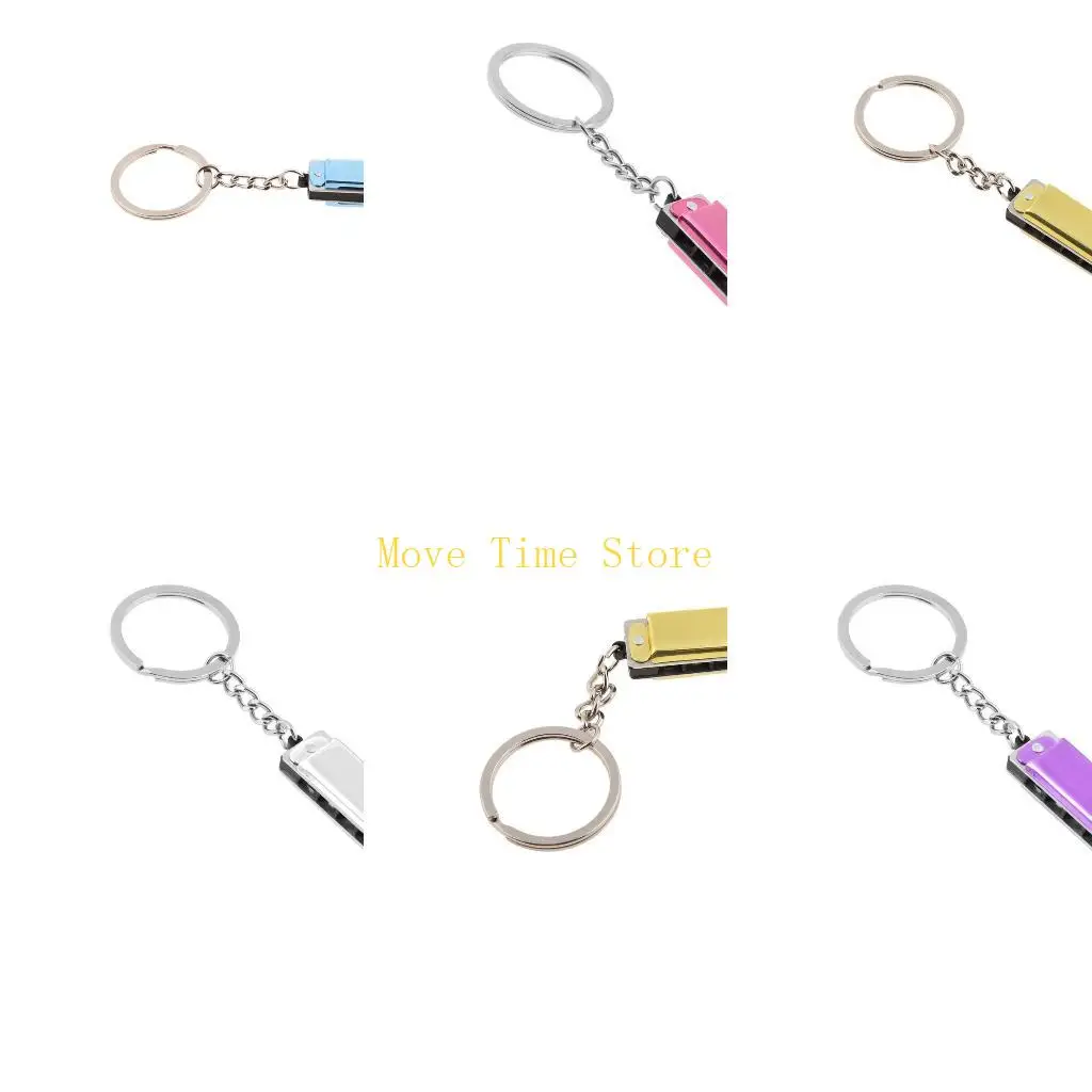 92ME Colorful Harmonica Keychain Harmonica Mini 8 Tone 4 Holes for Key Chain Harmonic Keyring Keys Holder Bag Pendant