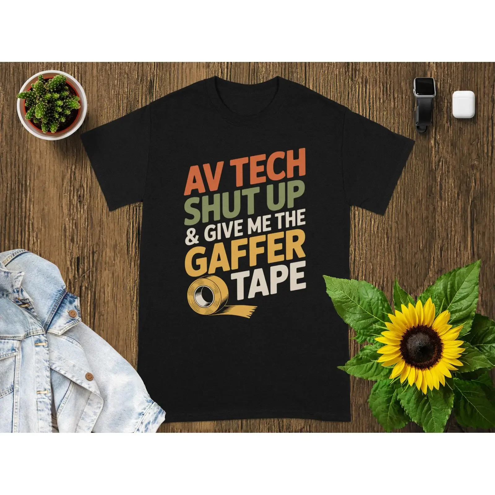AV Tech T Shirt Audio Visual Technician Sound Engineer Live Event Crew vintage Washed fashion streetwear Versatile Breathable