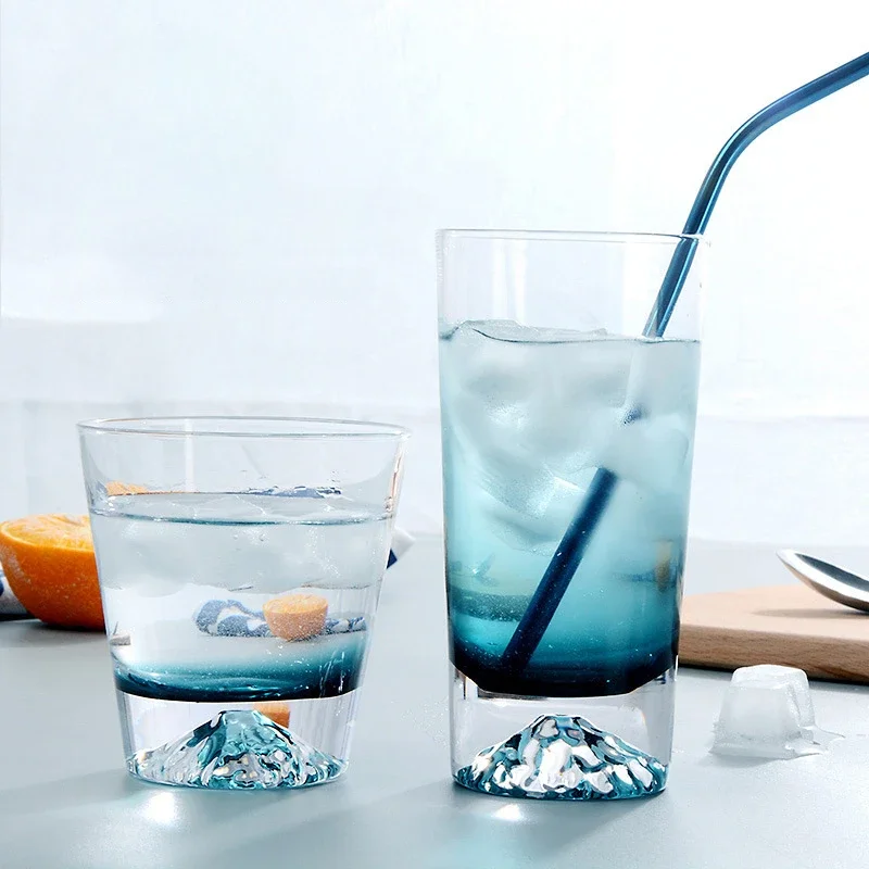 Fuji Mountain Retro Japanese Glass Cup Japanese Handmade Tea Cup Whiskey Wine Cup Tibetan Mountain Water