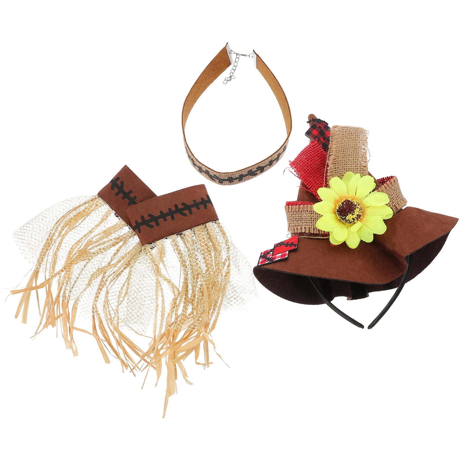 Conjunto de paja de 4 piezas para Halloween, accesorios de fiesta, Kit de Cosplay, sombrero, Disfraces para niños