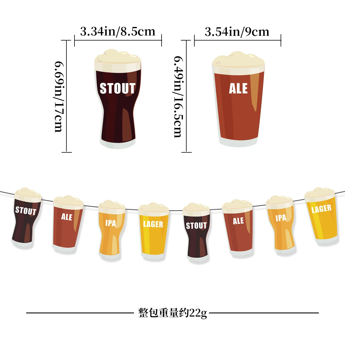 مجموعة زينة الحفلات بطابع مهرجان أكتوبر في ميونيخ، أعلام مثلثة على شكل ذيل بشق، أكاليل معلقة، لافتات حلزونية، أغطية كعكة #3