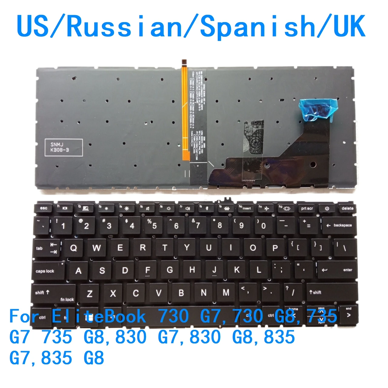 Nuevo teclado retroiluminado en idioma EE. UU., ruso, español y Reino Unido para HP EliteBook 730 G7,730 G8,735 G7 735 G8,830 G7,830 G8,835 G7,835 G8