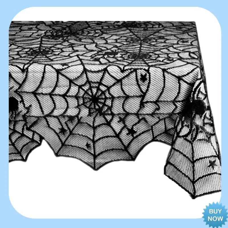 

A47Z 1Set Halloween Decoration Black Lace Spiderweb Fireplace Mantles Scarf Cover Festive Party Supplies Durable