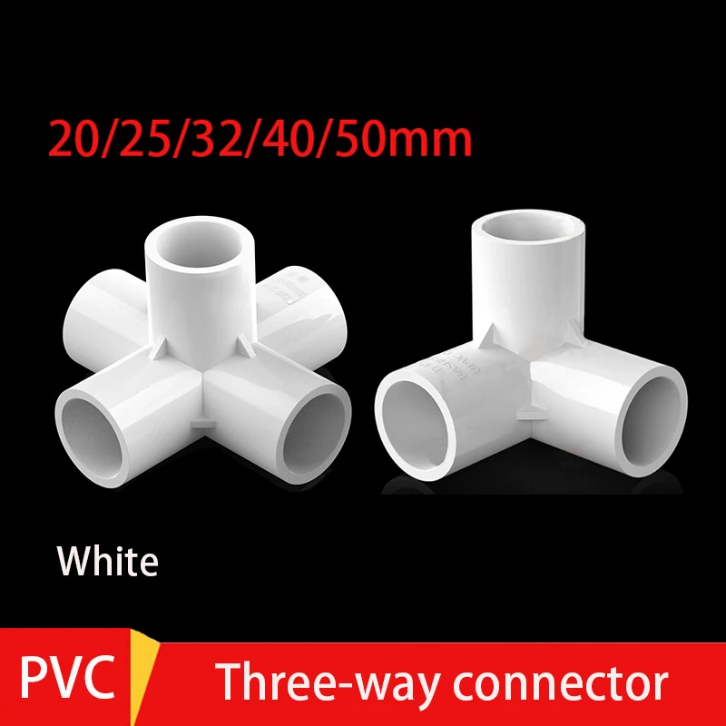 

1-10pcs 20/25/32/40/50mm White PVC Three-Dimensional Connector Home Garden Irrigation Hose Fittings Water Connectors DIY Tools