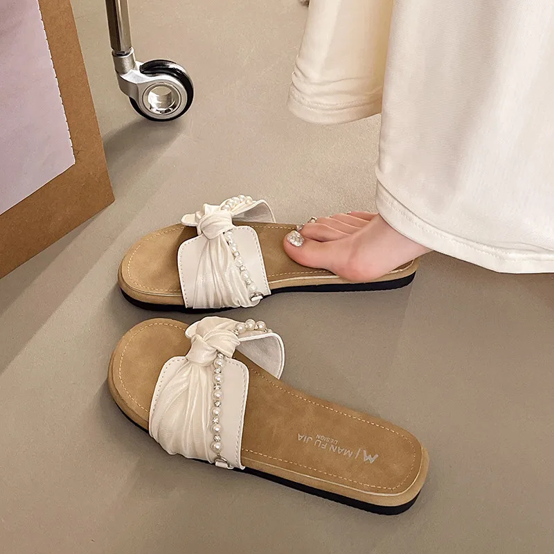 

Fashionable Versatile Flat Bottom Comfortable Summer New Women's Slippers Casual Open-Toe Slip-On Shoes Korean Style Sandals