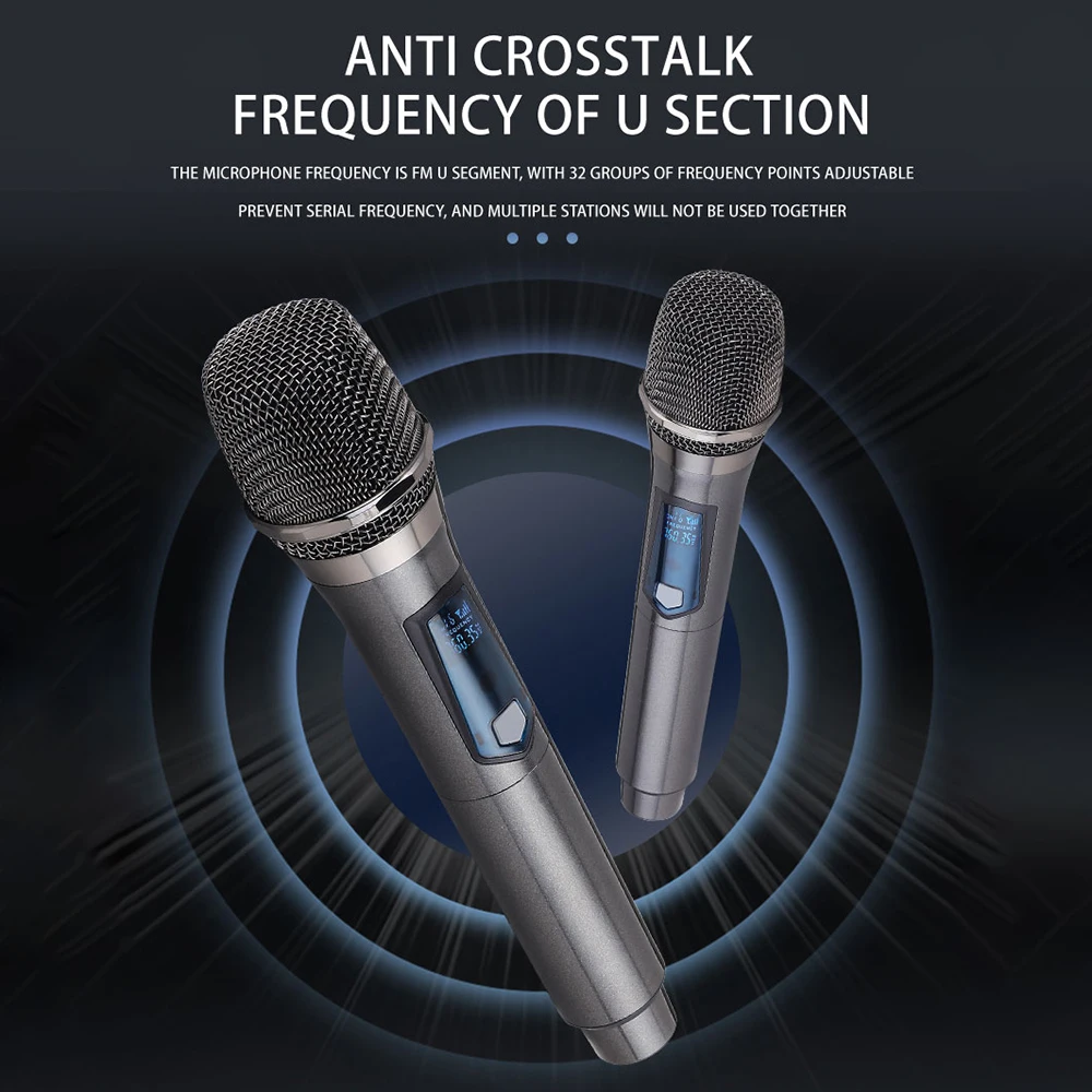 Wireless Microphone Handheld Dynamic Mic System with Rechargeable Receiver for Party Karaoke Singing Party Church Show Meeting