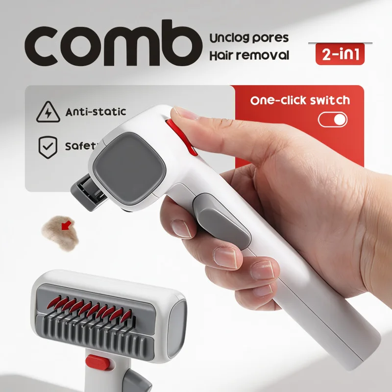 

2-in-1 Pet Grooming Brush Self Cleaning Slicker Brush for Dogs Cats Deshedding Removes Loose Undercoat Tangled Hair