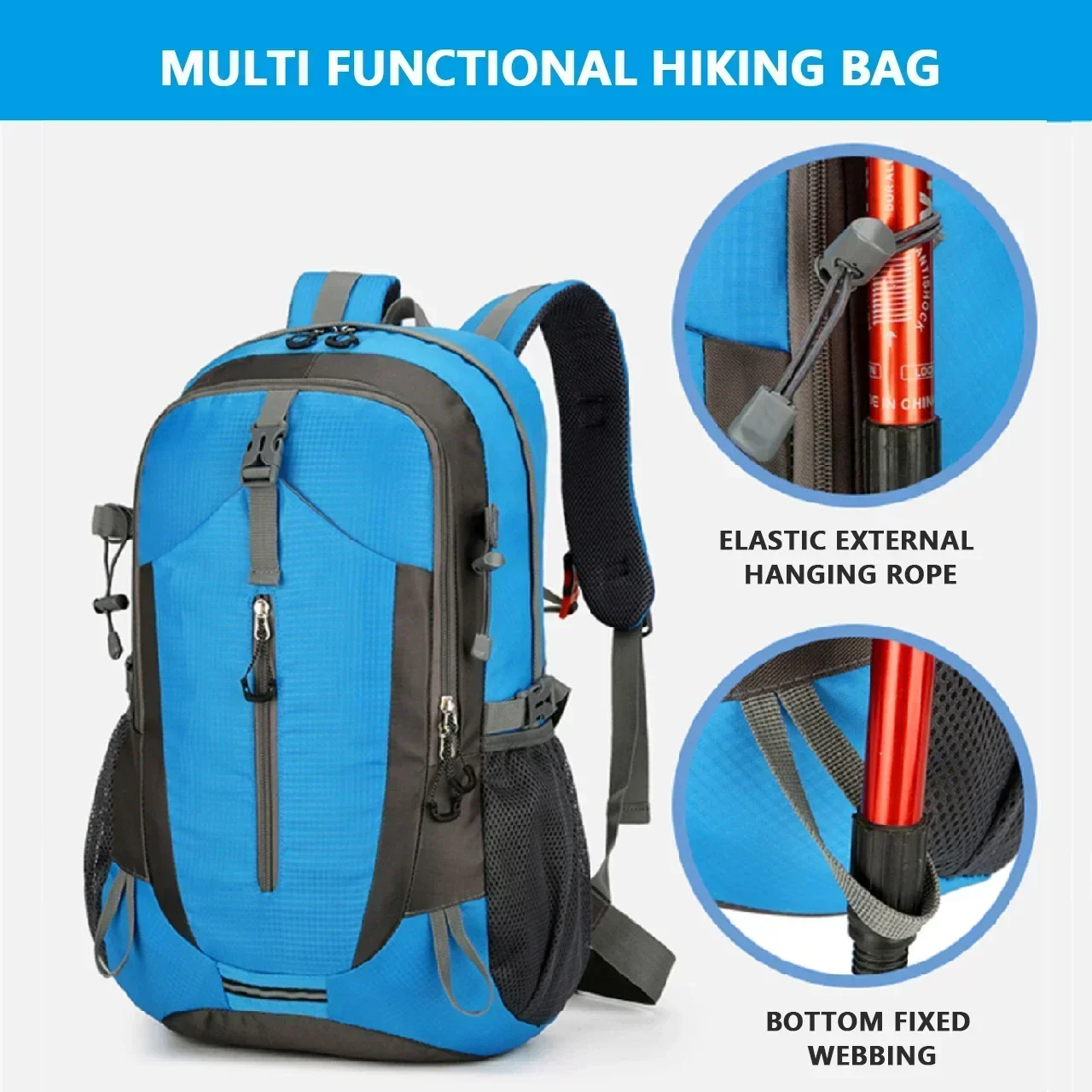 Outdoor multifunctional hiking bag, wear-resistant and waterproof, with abundant external ventilation straps,  backpack women