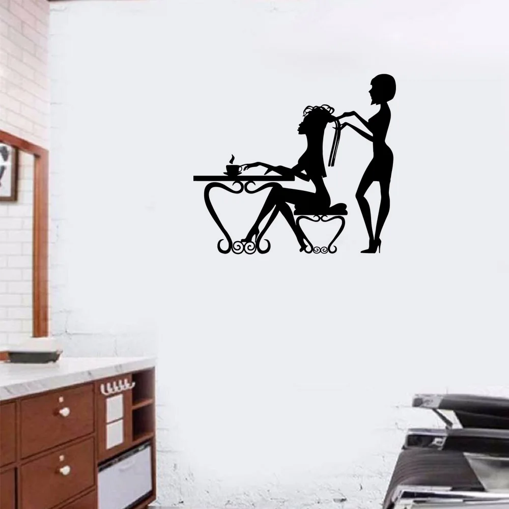 

1 pc pretty style Barbershop Wall Sticker Pvc Wall Art Stickers Modern Fashion Wallsticker Background Wall Decal Drop Shipping