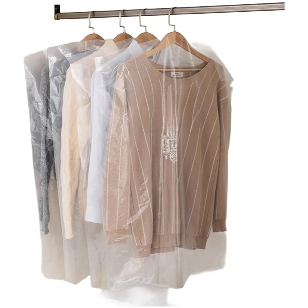 Transparent Plastic Clothing Cover for Hanging Storage Dust Resistant 60x100cm 60x90cm 60x120cm 60x140cm 10 units