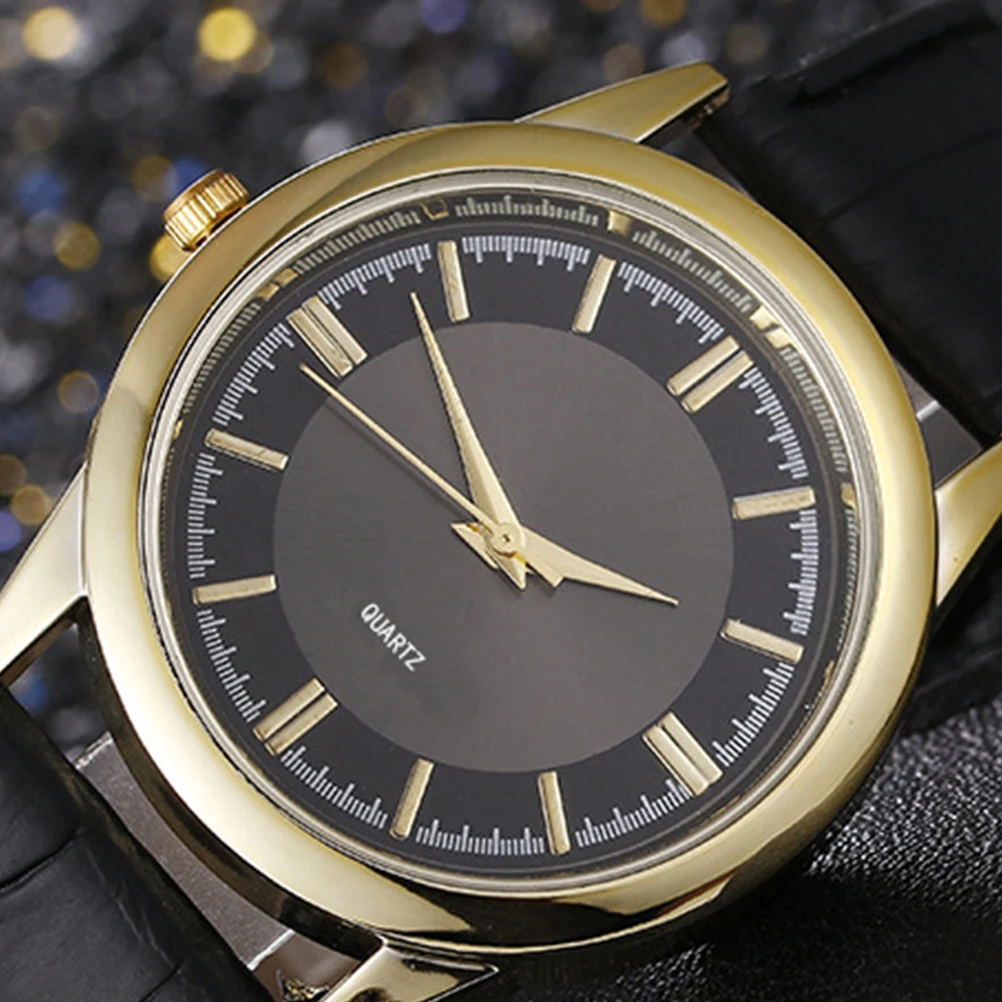 

1 pc Premium Mens Strap Stainless Watch Black Classic Stylish Durable Business Wristwatch Gift Birthday