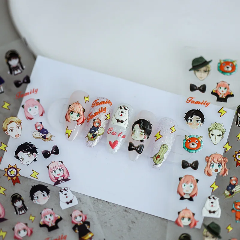 Cute Anime Character 5D Nail Stickers Nail Art Accessories Cartoon Little Girl Nail Art Stickers Nail Art Supplies Nail Parts