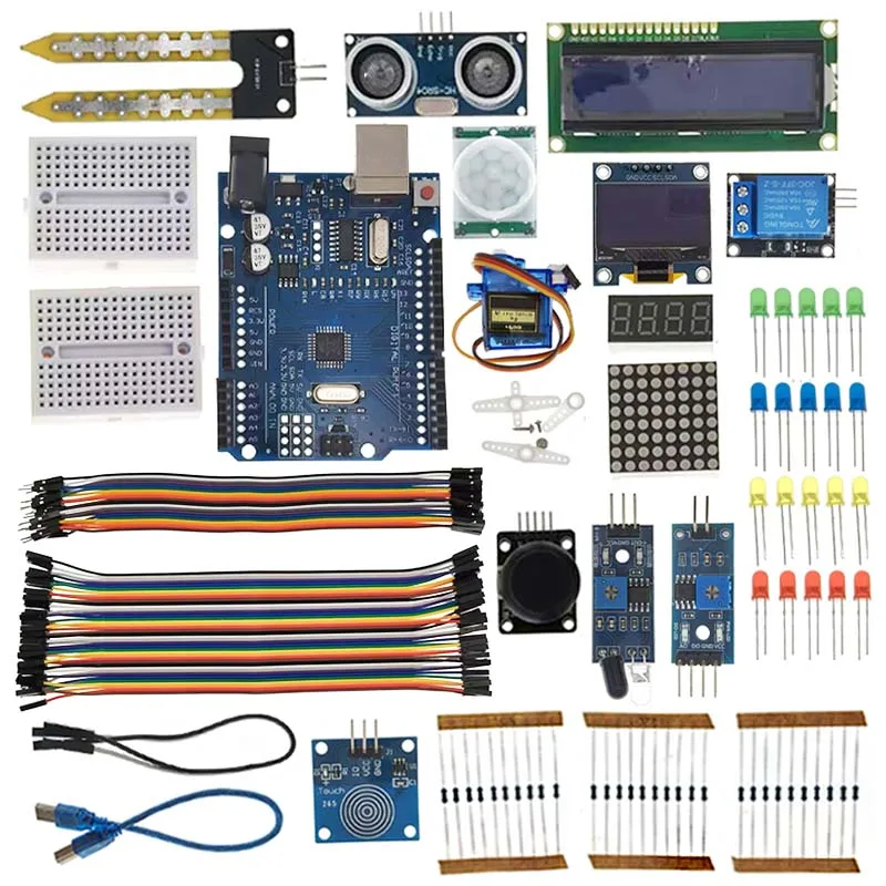 

Базовый стартовый комплект для Arduino Uno Set R3 DIY Kit — плата/макет R3 + розничная коробка