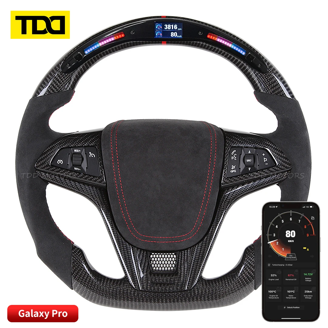 

For Chevrolet Camaro 2010-2015 Real Carbon Fiber Car Steering Wheel Perforated Leather Customized