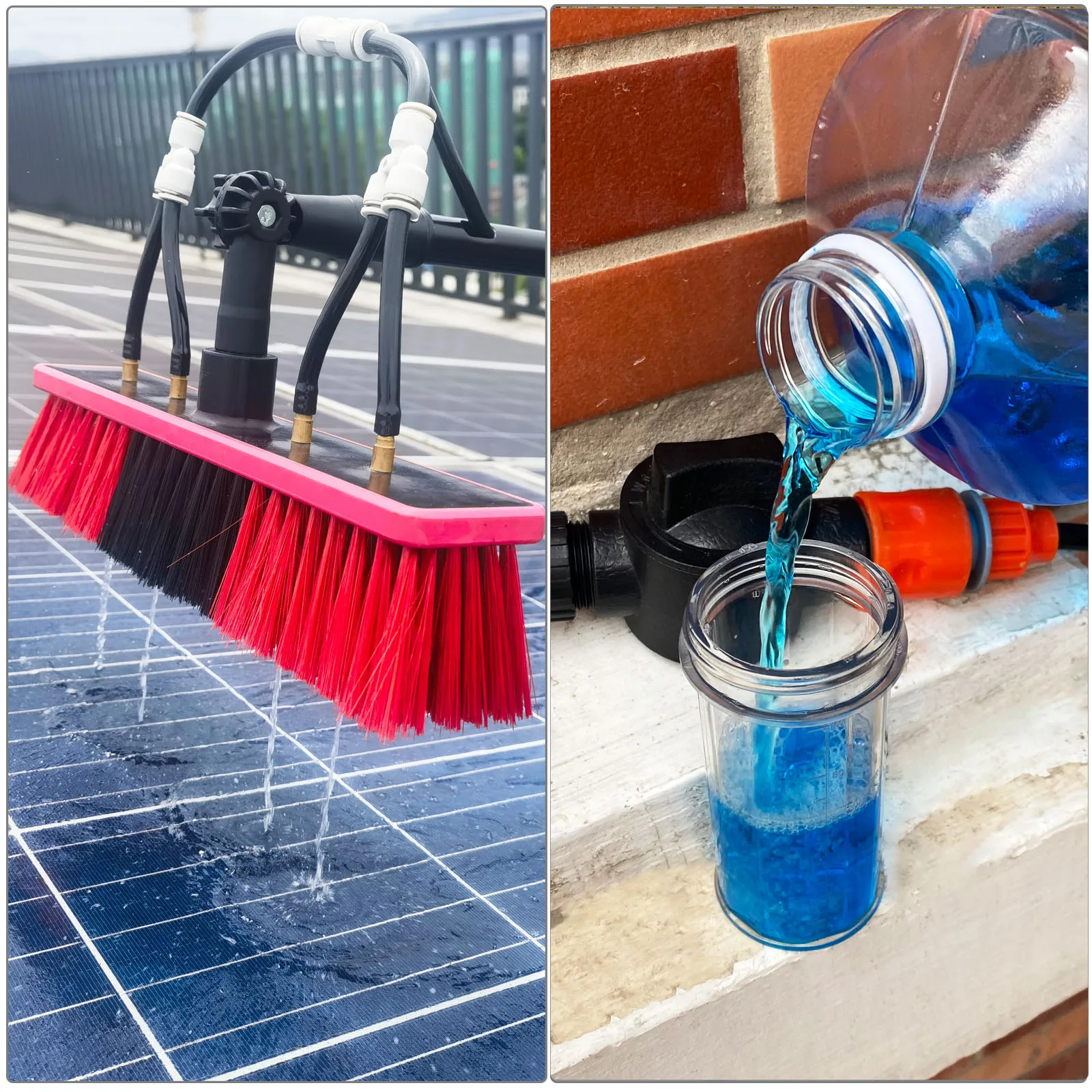 Spazzola per sistema di pulizia delle finestre con palo alimentato ad acqua da 20 piedi con Dispenser di sapone per Kit di pannelli solari strumento