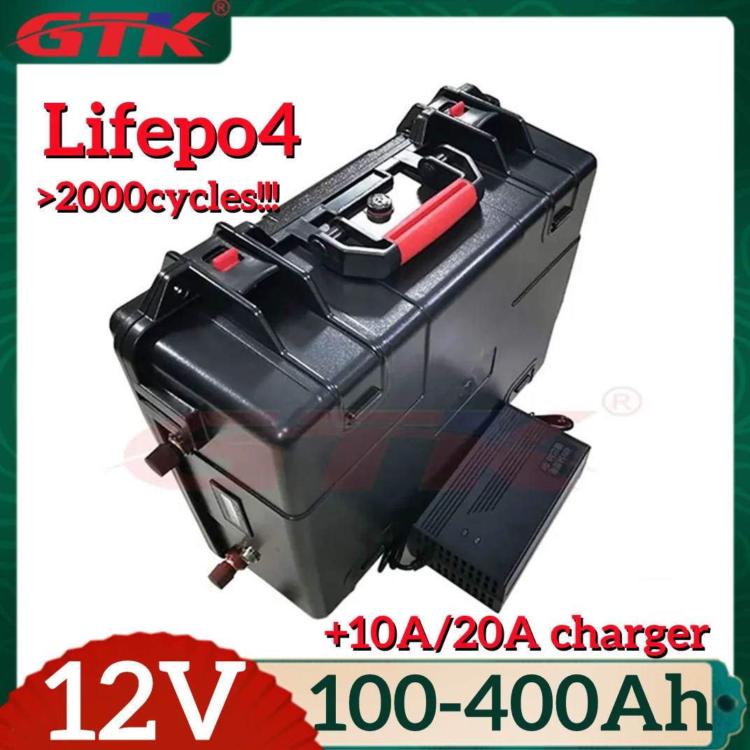 GTK Lifepo4 12V 100Ah 120Ah 150Ah 200Ah 300Ah 400Ah Lithium Battery for Trolling Motor Inverter UPS RV Solar Panel Outdoor Boat