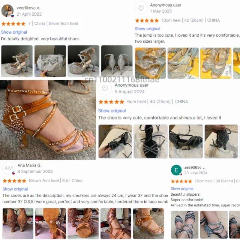 Lateinamerikanische Tanzschuhe für Damen, professionell, mit Diamantbesatz, hoher Absatz, weiche Sohle, für den Innenbereich, zum Üben und für Auftritte im Ballsaal. – Detail 1