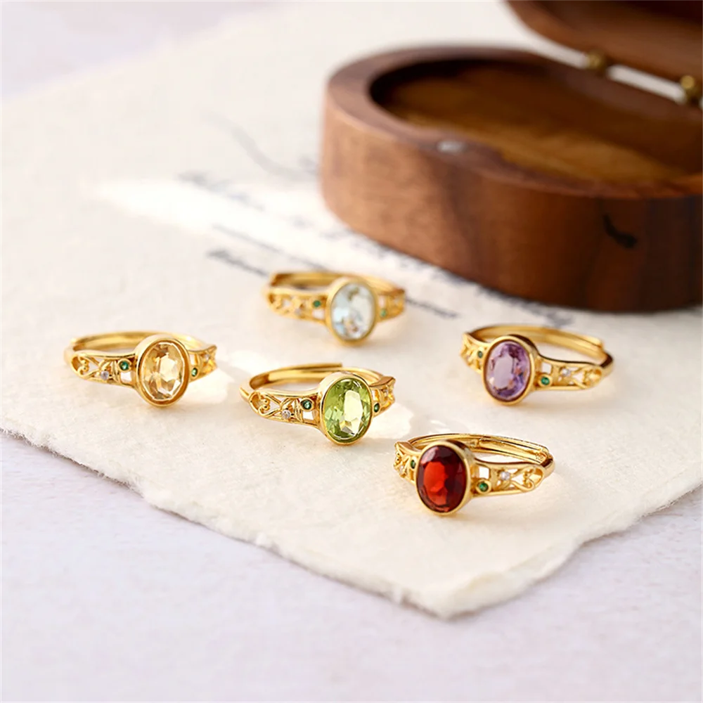 

Корейское женское персонализированное кольцо, стерлинговое серебро S925, INS Niche, минималистичный натуральный кристалл, высококачественные универсальные ювелирные изделия