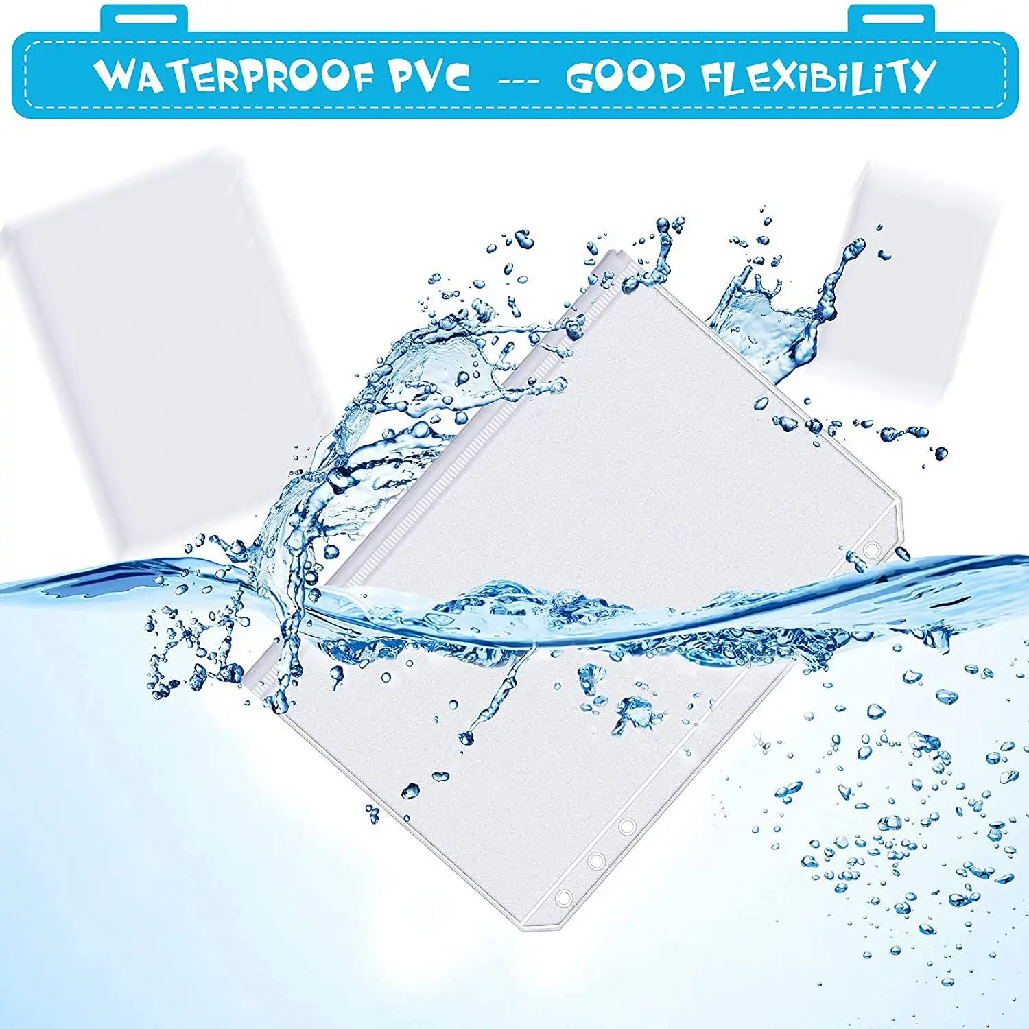 A57X NEW 48 Pieces Binder Pockets 6 Holes Zipper Binder Pouch Folders Clear Waterproof PVC Loose Leaf Bags (A6)